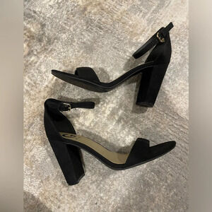 G by Guess Open Toe Ankle Strap Black 3” Heels Size 8M